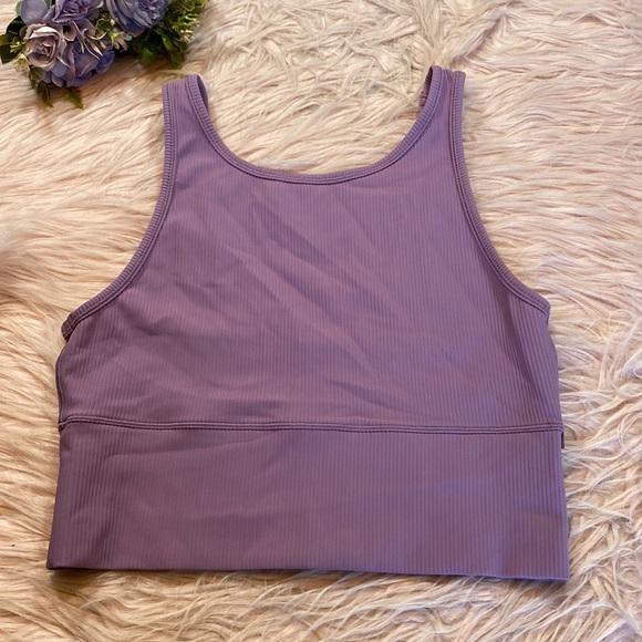 lululemon athletica Tops - Lululemon Power Pivot Crop Ribbed Purple Tank sz 6